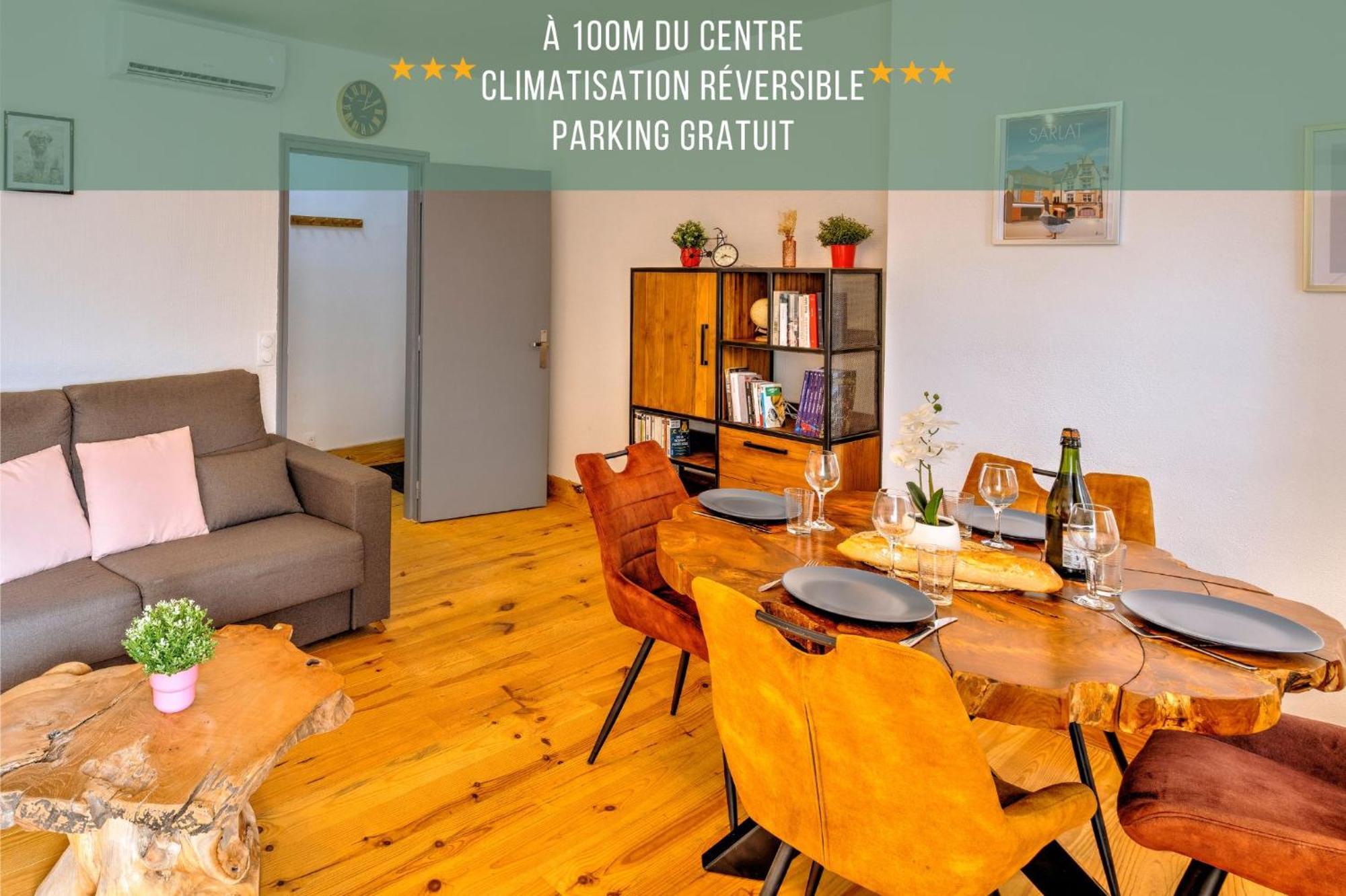 3 Pieces, Climatise, Calme, 100M Du Centre, Parking, "Lyriade" Sarlat Exterior foto